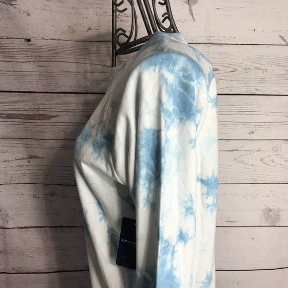 16) Lucky Brand Blue & White Tie Dye Crewneck Pullover Sweatshirt Size Small - Picture 7 of 11